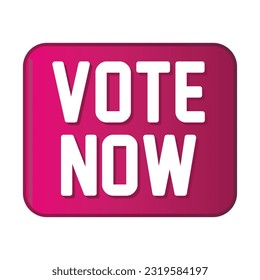 Icono De Botón De Voto, Botón Glossy 3D Realista Vote Now, Insignia De Votación, Insignia, Etiqueta, Votación Sí, Botón De Presión, Aislado En Fondo Blanco
