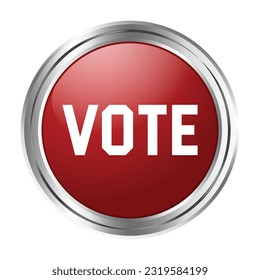 Vote Button Icon, Glossy 3D Realistic Vote Now Button, Voting Badge, Badge, Label, Voting Yes, Push Button, Isolated On White Background