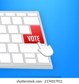 Vote button on keaboard. Hand click icon. Finger click icon. Vector stock illustration.