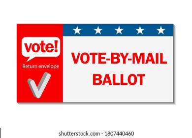 Vote by mail campaign banner for the 2020 presidential election in America during the covid pandemic. All elements are isolated.