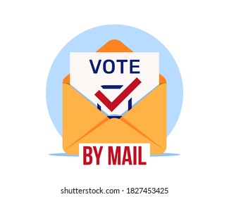 Vote By Mail, Vector Icon. Distant Voting. Open Envelope With A Ballot Paper