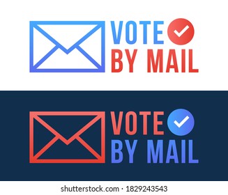 Votar por ilustración vectorial de correo. El concepto "Estar a salvo" Las elecciones presidenciales de los Estados Unidos de 2020. Plantilla para fondo, banner, tarjeta, afiche con inscripción de texto.