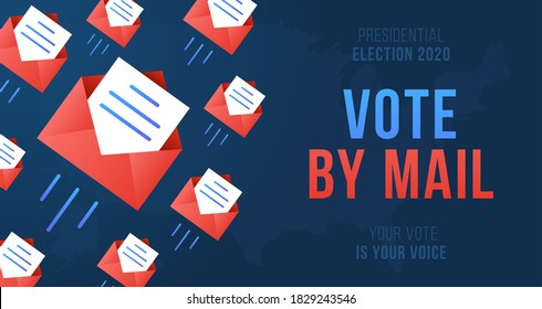 Vote by mail vector illustration. Stay Safe concept The 2020 United States Presidential Election. Template for background, banner, card, poster with text inscription.