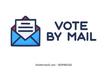 Votar por ilustración vectorial de correo. El concepto "Estar a salvo" Las elecciones presidenciales de los Estados Unidos de 2020. Plantilla para fondo, banner, tarjeta, afiche con inscripción de texto.