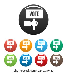 Vote candidate banner icons set 9 color vector isolated on white for any design