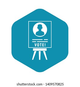 Vote candidate poster icon. Simple illustration of vote candidate poster vector icon for web design isolated on white background