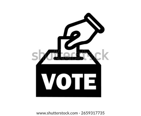 Vote Casting Icon: Hand Placing Ballot in Box