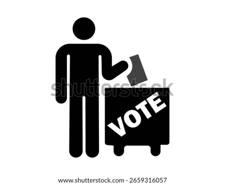 Vote Casting Icon: Person Placing Ballot in Box
