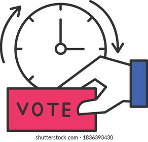 Vote Casting Time Concept, Early Voting Vector Color Icon Design, Presidential Elections In United States Symbol On White Background