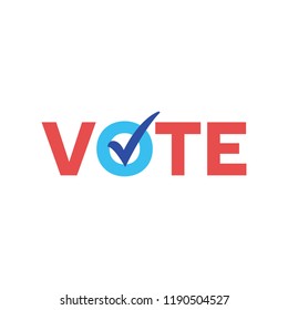 Vote Check Mark, Vote Text, I Voted Sticker, Election Ballot, Vector Text Typography Message Background Banner