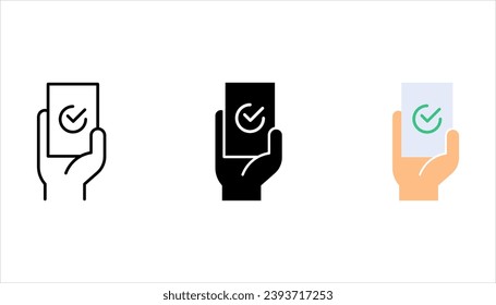 Vote choice election icon set sign - hand holding a voting slip, vector illustration on white background