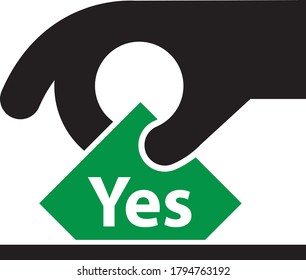 Vote choice election icon sign - hand holding a voting slip