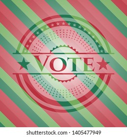 Vote christmas style emblem. Vector Illustration. Detailed.