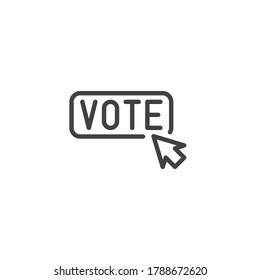 Vote Click Cursor Line Icon. Linear Style Sign For Mobile Concept And Web Design. Vote Here Button Outline Vector Icon. Symbol, Logo Illustration. Vector Graphics