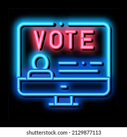 Vote Computer Information neon light sign vector. Glowing bright icon Vote Computer Information sign. transparent symbol illustration