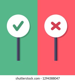 Vote concept, good and bad feedback, 
positive and negative feedback, flat design vector illustration