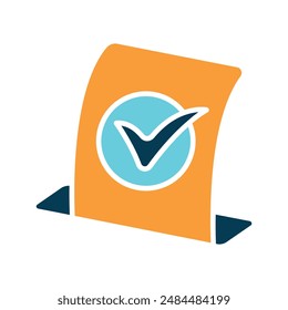 Vote confirmation line icon. Ballot, checkmark, vote, approval, election, verification, confirmation, polling, participation, democracy, voter, ballot box, secure vote, voting process, election day