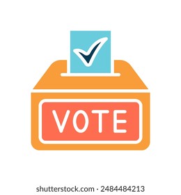 Vote confirmation line icon. Ballot, checkmark, vote, approval, election, verification, confirmation, polling, participation, democracy, voter, ballot box, secure vote, voting process, election day