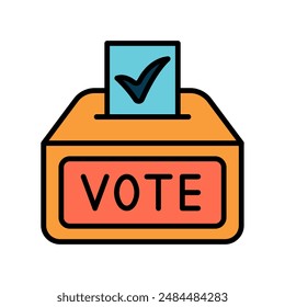 Vote confirmation line icon. Ballot, checkmark, vote, approval, election, verification, confirmation, polling, participation, democracy, voter, ballot box, secure vote, voting process, election day