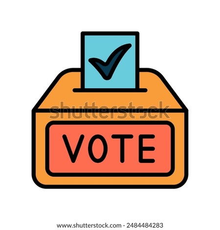 Vote confirmation line icon. Ballot, checkmark, vote, approval, election, verification, confirmation, polling, participation, democracy, voter, ballot box, secure vote, voting process, election day