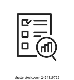 Vote Counting Analysis Icon. Vector Outline for Election Results Tally, Statistical Evaluation, and Poll Data Verification.