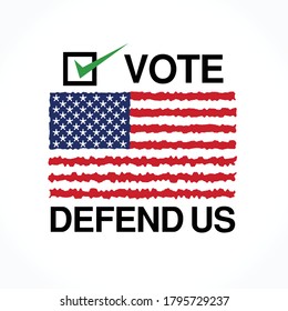 Vote Defend USA flag design