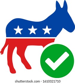 Vote democrat donkey vector icon. Flat Vote democrat donkey pictogram is isolated on a white background.