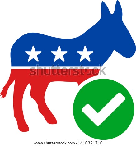 Vote democrat donkey vector icon. Flat Vote democrat donkey pictogram is isolated on a white background.
