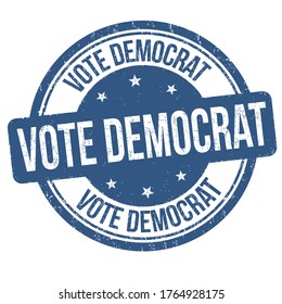 Vote democrat sign or stamp on white background, vector illustration