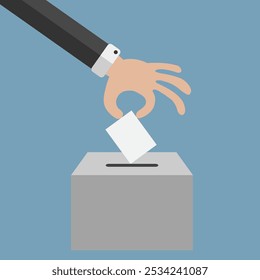 Projeto de voto. Mão com papel. Votação do Presidente. Ilustração vetorial.

