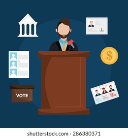 Vote design over blue background, vector illustration.