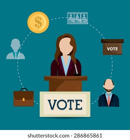 Vote design over blue background, vector illustration.