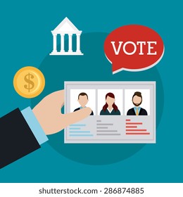 Vote design over blue background, vector illustration.