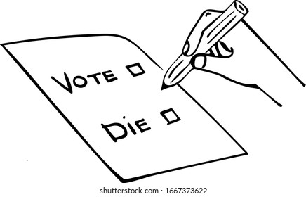 Vote or die statement, voting call illustration, right to vote for person, importance of every voice during elections, political activity is needed