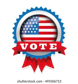 Vote - election badge with USA flag button