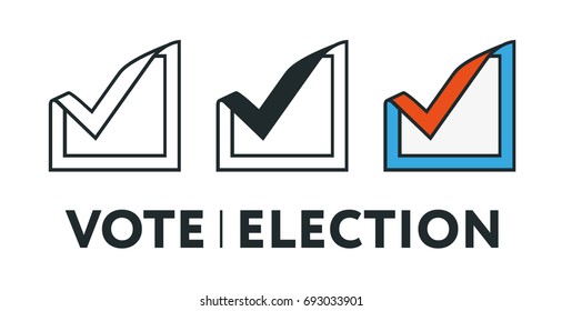 Vote Election Ballot Check Mark Minimal Flat Line Stroke Icon Pictogram Symbol Illustration