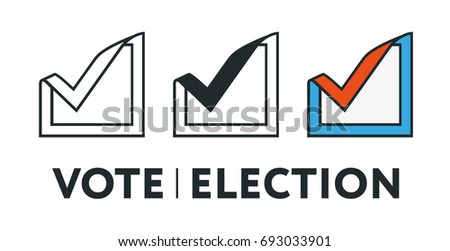 Vote Election Ballot Check Mark Minimal Flat Line Stroke Icon Pictogram Symbol Illustration