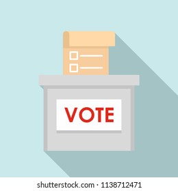 Vote election box icon. Flat illustration of vote election box vector icon for web design