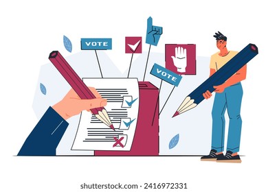 Vote elections banner to promote civic engagement. Banner to encourage voter participation in elections, flat vector illustration isolated. Election and democracy, referendum and poll choice event.