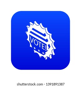 Vote emblem icon blue vector isolated on white background