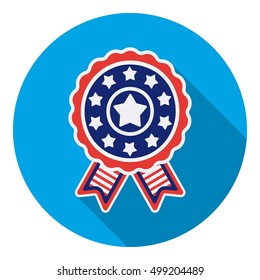 Vote emblem icon in flat style isolated on white background. Patriot day symbol stock vector illustration.