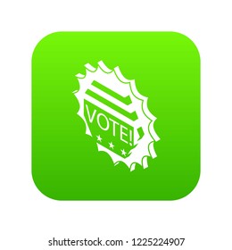 Vote emblem icon green vector isolated on white background