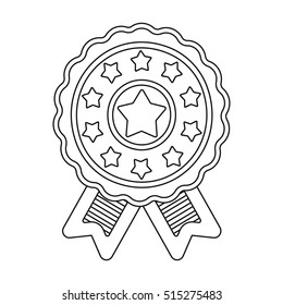 Vote emblem icon in outline style isolated on white background. Patriot day symbol stock vector illustration.