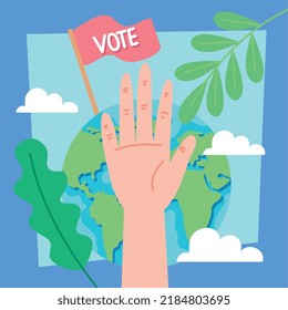 vote in flag with earth