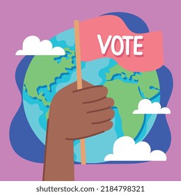 votar en bandera y planeta tierra