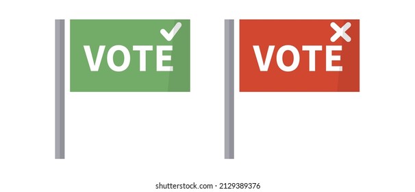 Vote flags. Flags with check marks and cross marks. Vectors.