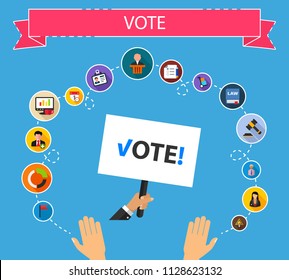 Vote flat icons concept. Vector illustration. Element template for design.