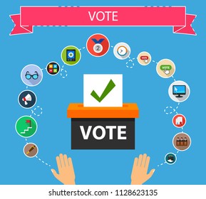 Vote flat icons concept. Vector illustration. Element template for design.