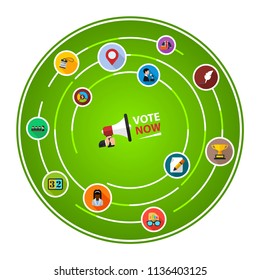 Vote flat icons concept. Vector illustration. Element template for design.
