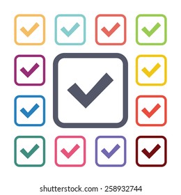vote flat icons set. Open round colorful buttons. Vector 